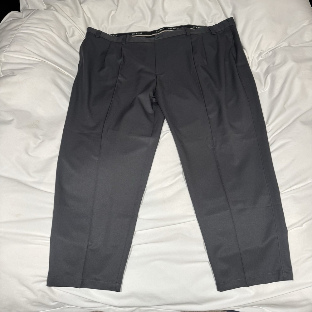 Oak Hill Dress Pants Mens 60x32 Dark Gray Pleated  Big & Tall 100% Polyester